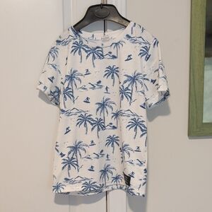 Shein Boys Blue and White Surf Print Tee Size 7 Years